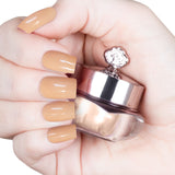 Nails featuring a rich, warm brown matte powder with a velvety, earthy texture.