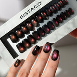 Ruby Cats Eye - Square Sustainable Nails - Pre order