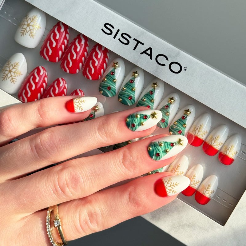 Xmas Cheer - Almond Sustainable Nails - Pre order